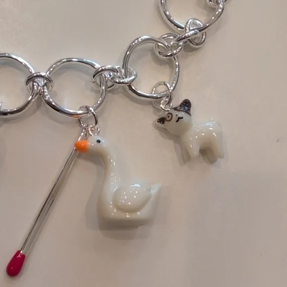 Tory Burch, Silver Charm Bracelet with Colorful Enamel Charms - Picture 2 of 4